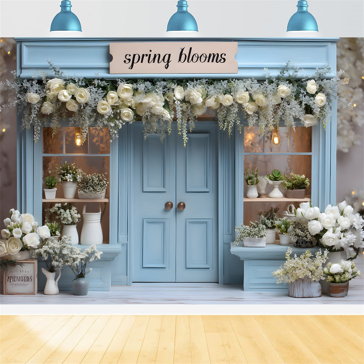 Easter European Garden Backdrop Blue Spring Bloom Shop Photography Easter Backdrops UK By Magali