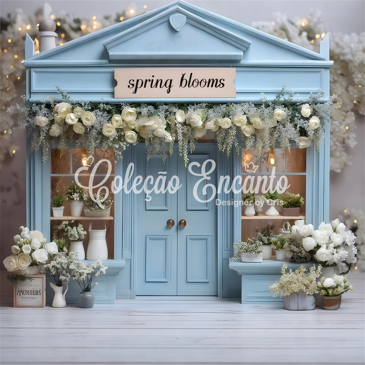 Easter European Garden Backdrop Blue Spring Bloom Shop Photography Easter Backdrops UK By Magali