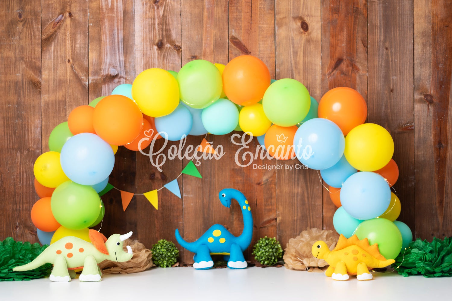 Newborn Photo Backdrops Colorful Balloon Dinosaur Party Arch Children Backdrop UK By Magali