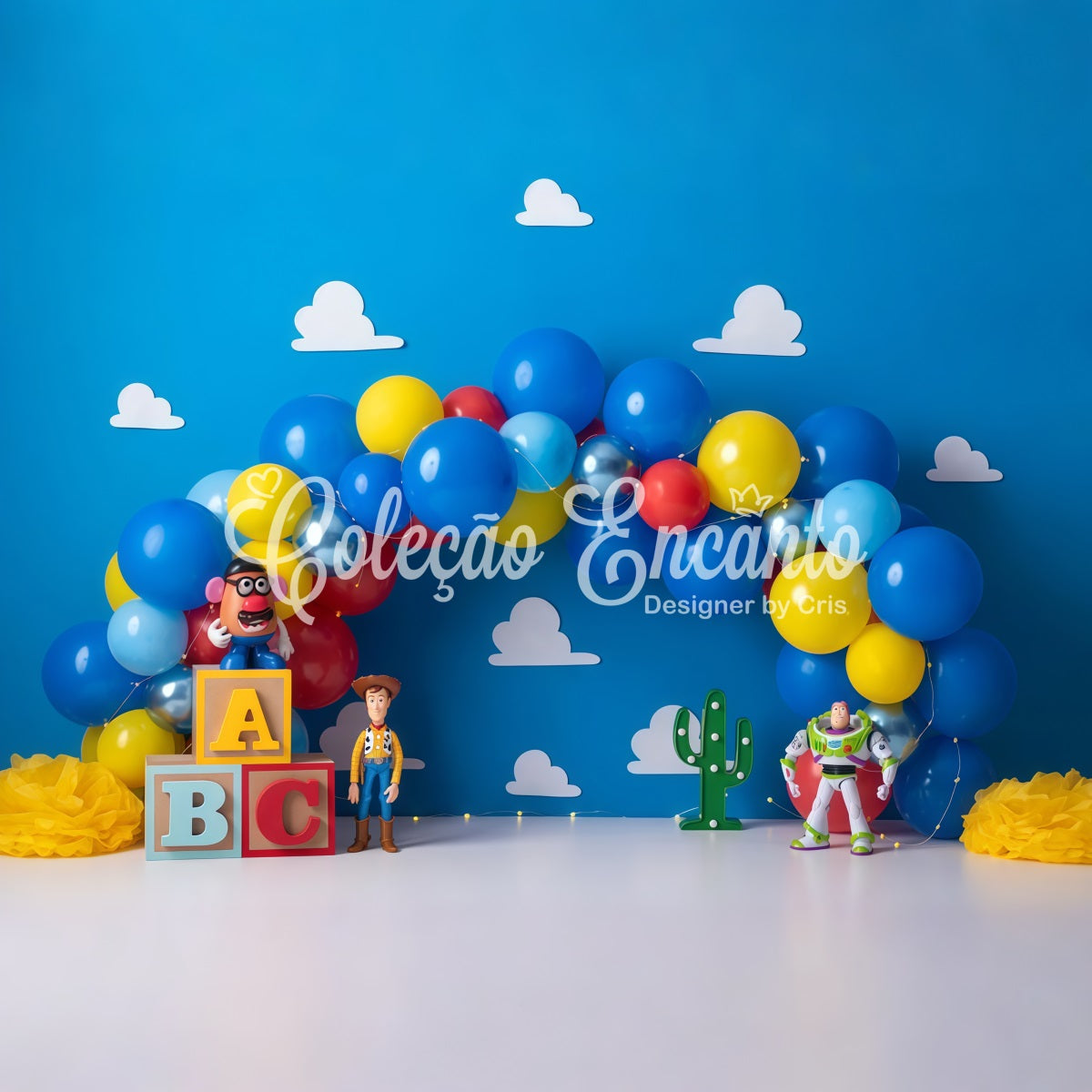 Backdrop For Newborn Photography Blue Balloon Toy Cowboy Space Kids Photo Backdrop UK By Magali