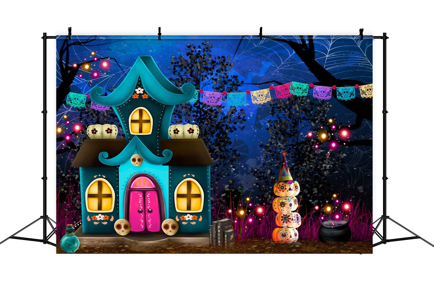 Childrens Photo Backdrops Skull Pumpkin Fantasy House Kids Halloween Photo Backdrop UK By Magali