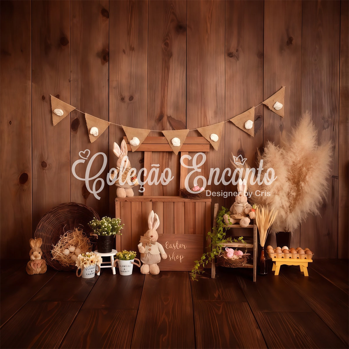 Newborn Backdrops For Photography Rustic Bunny Shop Display Easter Backdrop UK By Magali