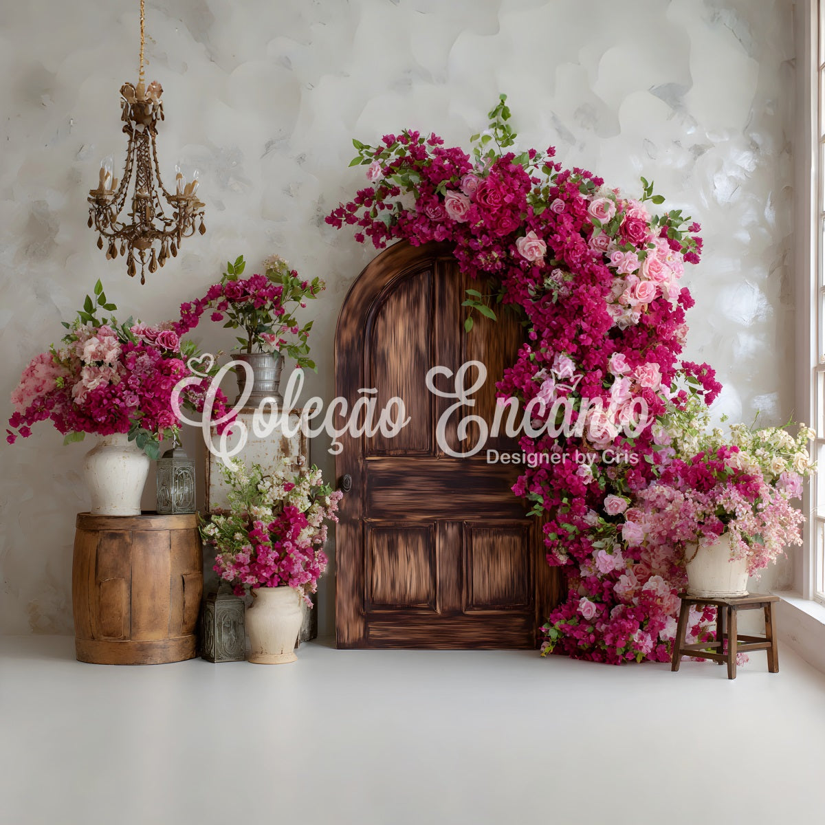 Mothers Day Photo Backdrop Bougainvillea Door Frame Floral Backdrop For Mothers Day UK By Magali