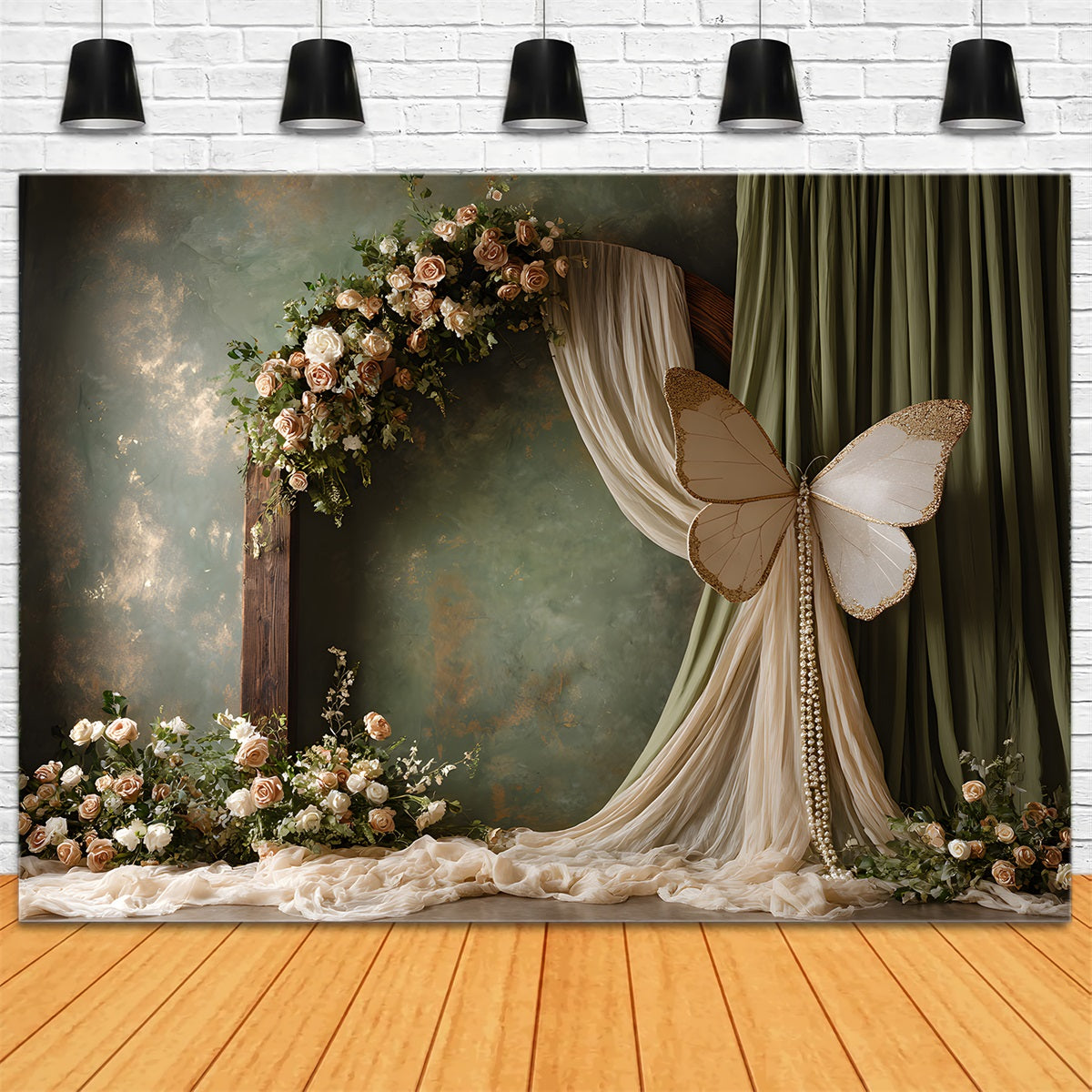 Happy Mother's Day Backdrop Romantic Floral Arch Butterfly Happy Mothers Day Photo Backdrop UK By Magali