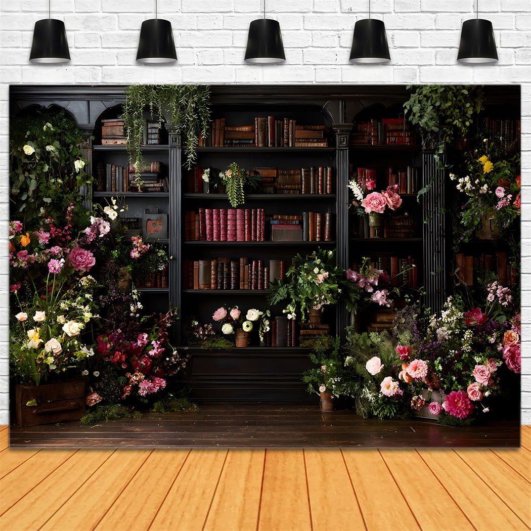 Mother's Day Picture Backdrop Library Blooms Vintage Charm Mothers Day Photo Booth Backdrop UK By Magali