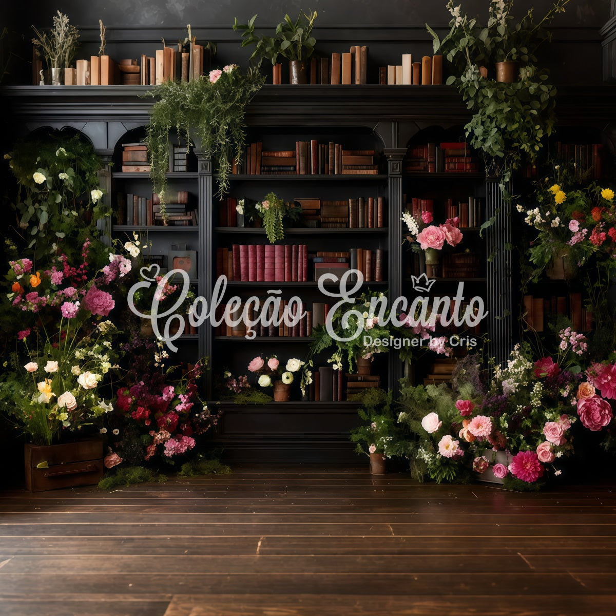 Mother's Day Picture Backdrop Library Blooms Vintage Charm Mothers Day Photo Booth Backdrop UK By Magali