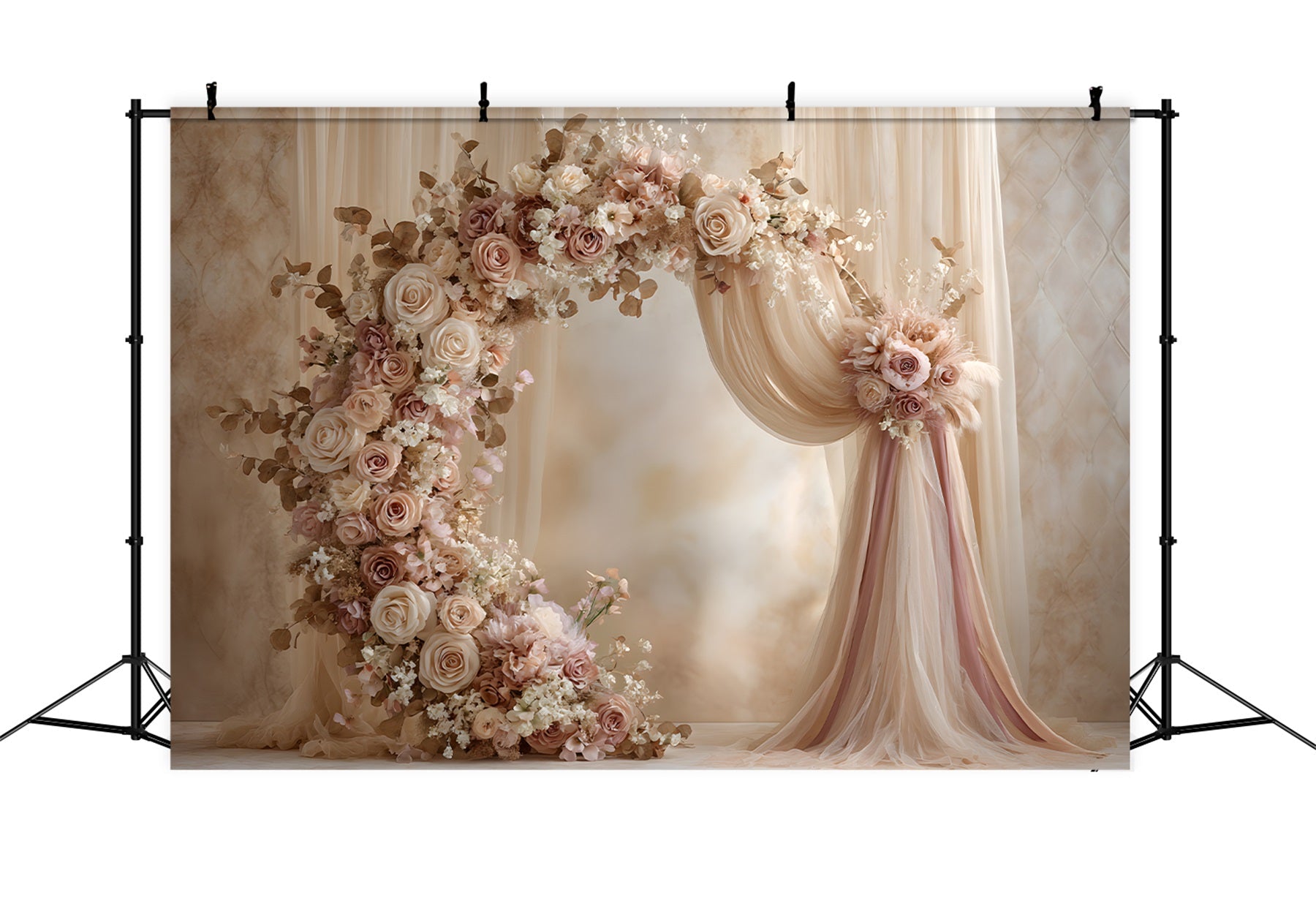 Backdrop Mother's Day Elegant Cream Rose Floral Arch Mothers Day Photo Booth Backdrops UK By Magali