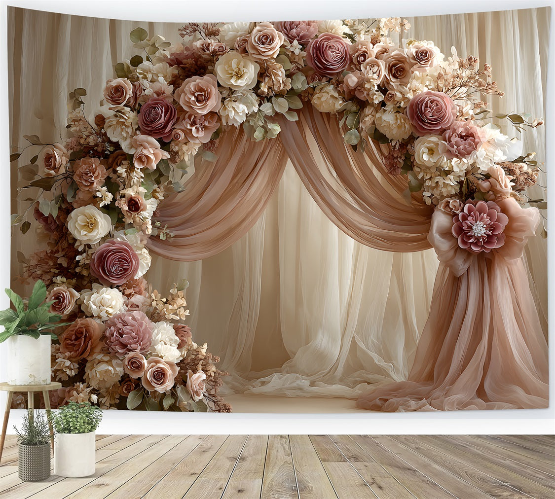 Backdrop For Mothers Day Blush Rose Arch Draped Curtains Mother's Day Picture Backdrop UK By Magali