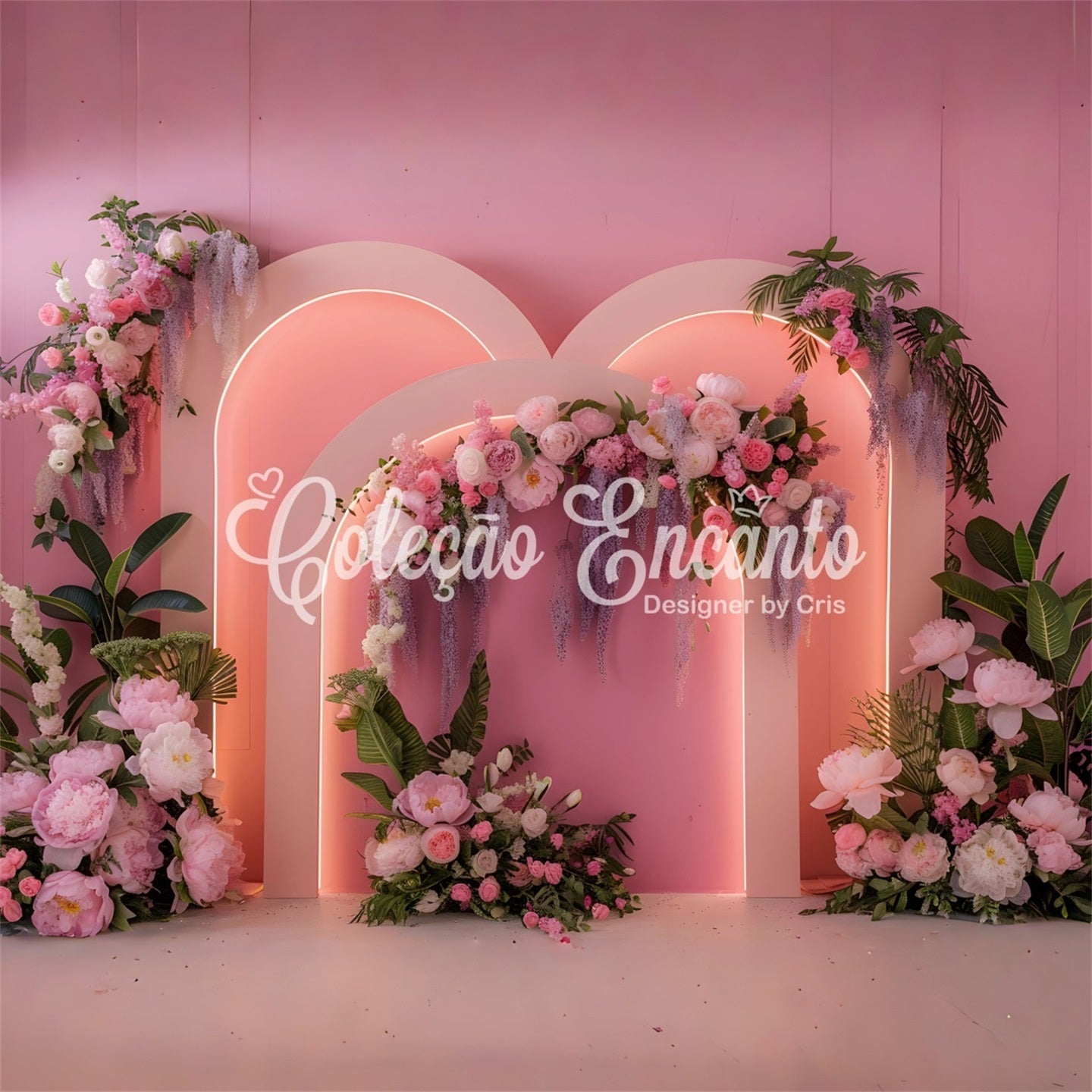 Mother's Day Photography Backdrops Pink Neon Floral Arch Mother's Day Backdrop Ideas UK By Magali
