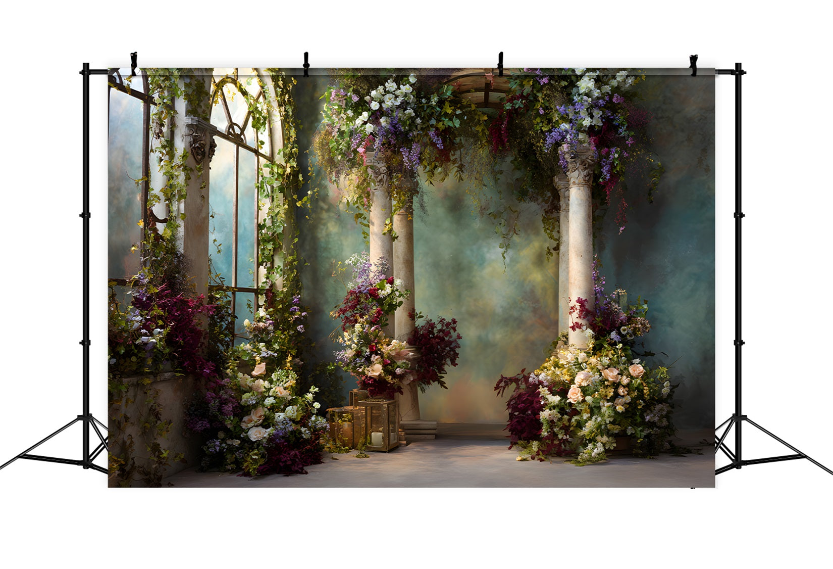Backdrop Mother Day Romantic Pink Flower Portal Mother's Day Photo Booth Backdrops UK By Magali
