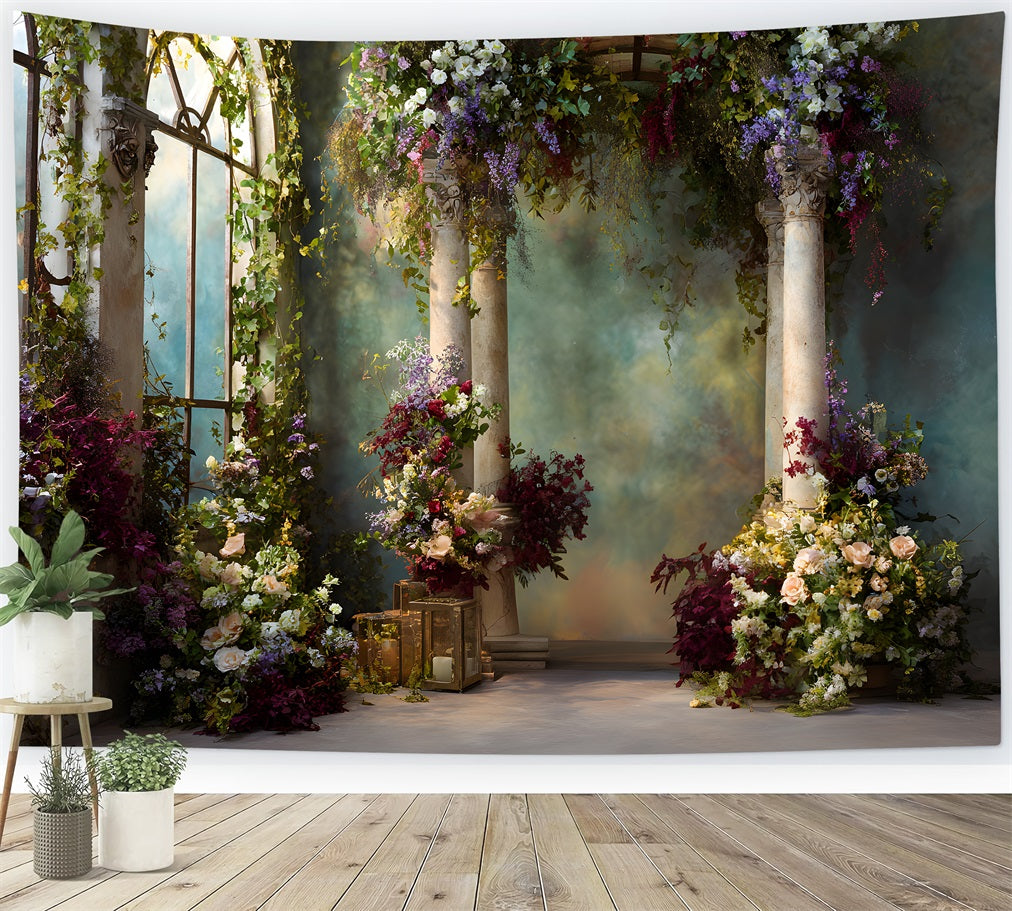 Backdrop Mother Day Romantic Pink Flower Portal Mother's Day Photo Booth Backdrops UK By Magali