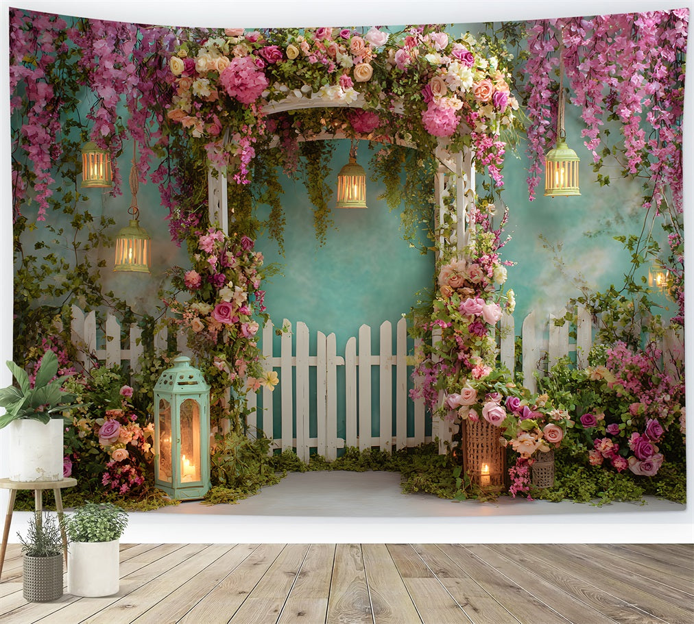 Mothers Day Photography Backdrops Vintage Lantern Blossom Entrance Mother's Day Backdrop Ideas UK By Magali