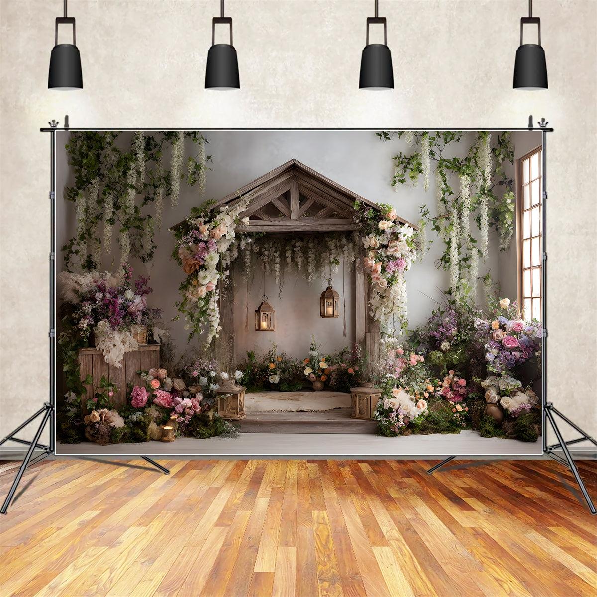 Backdrop Design For Mother's Day Rustic Wooden Pavilion Flowers Easy Mother's Day Backdrop UK By Magali