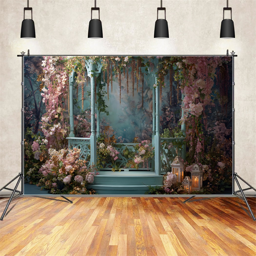 Happy Mother's Day Backdrop Rustic Gazebo Floral Surround Mother's Day Backdrop With Flowers UK By Magali