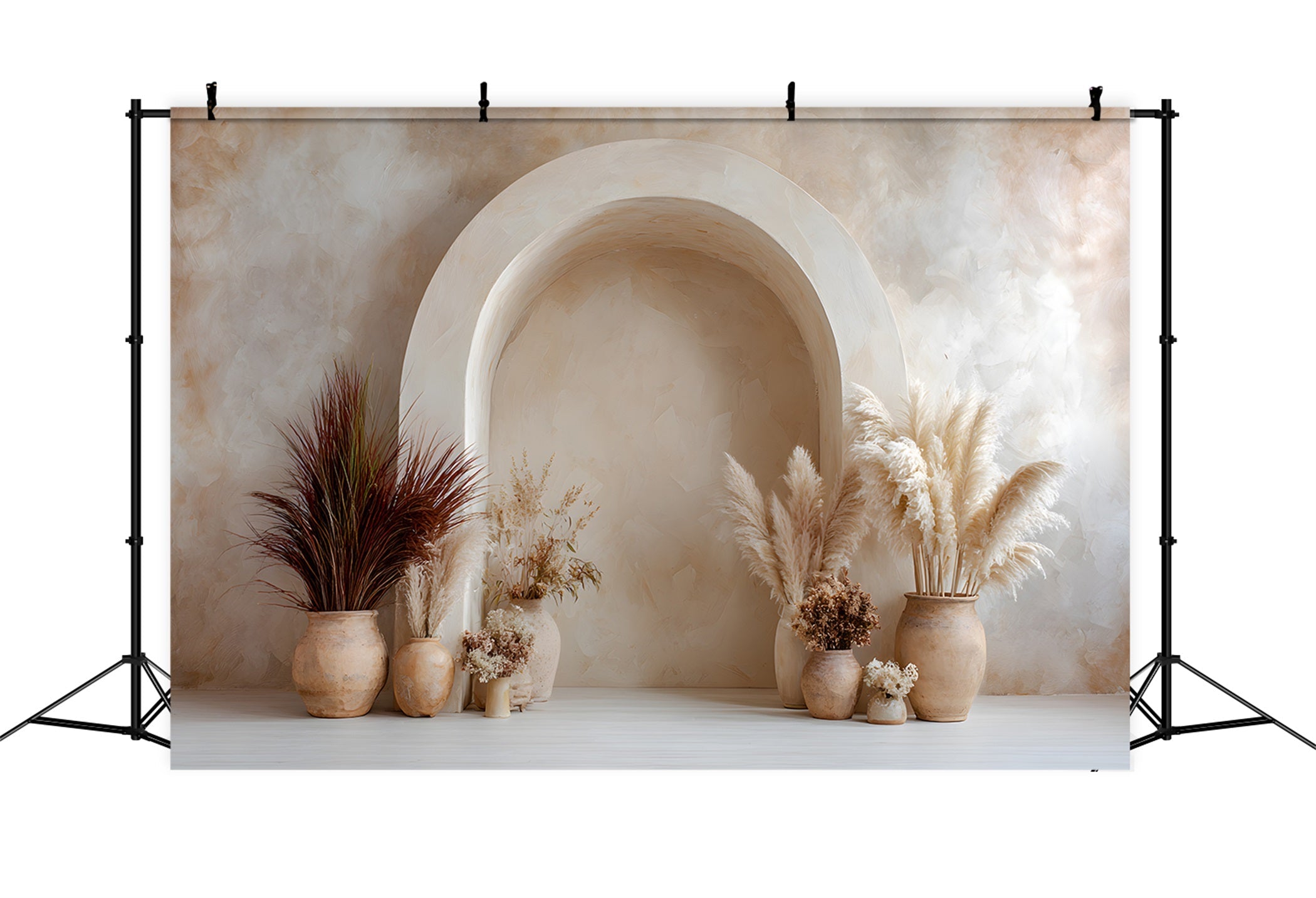 Photo Booth Mother's Day Backdrop Boho Beige Pampas Arch Backdrop Mother Day UK By Magali