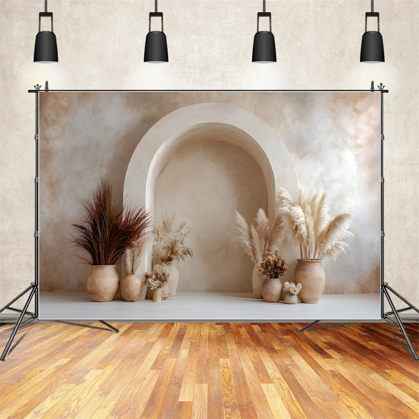 Photo Booth Mother's Day Backdrop Boho Beige Pampas Arch Backdrop Mother Day UK By Magali