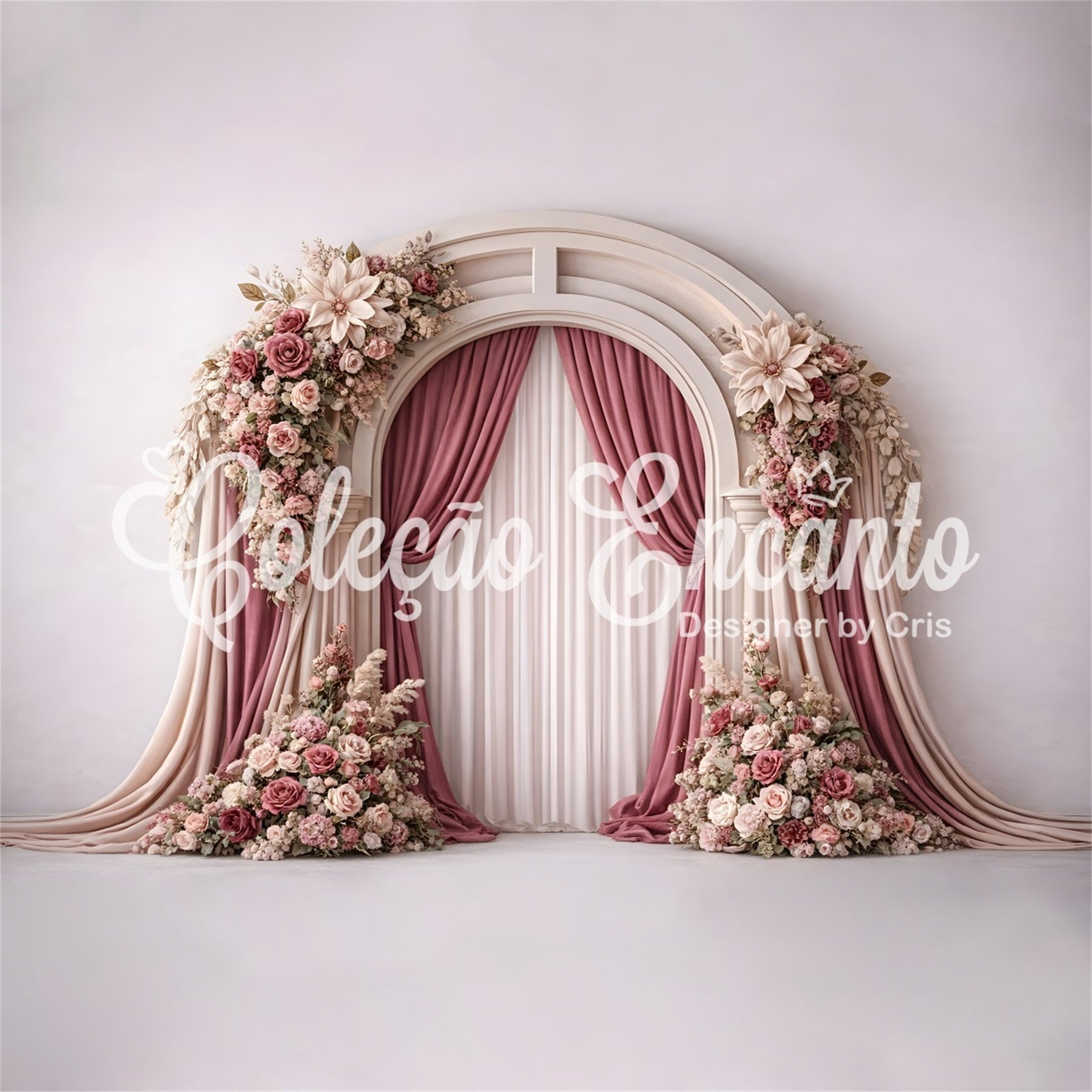 Backdrops For Mother's Day Blush Rose Arch Curtain Frame Mother Day Photo Backdrops UK By Magali