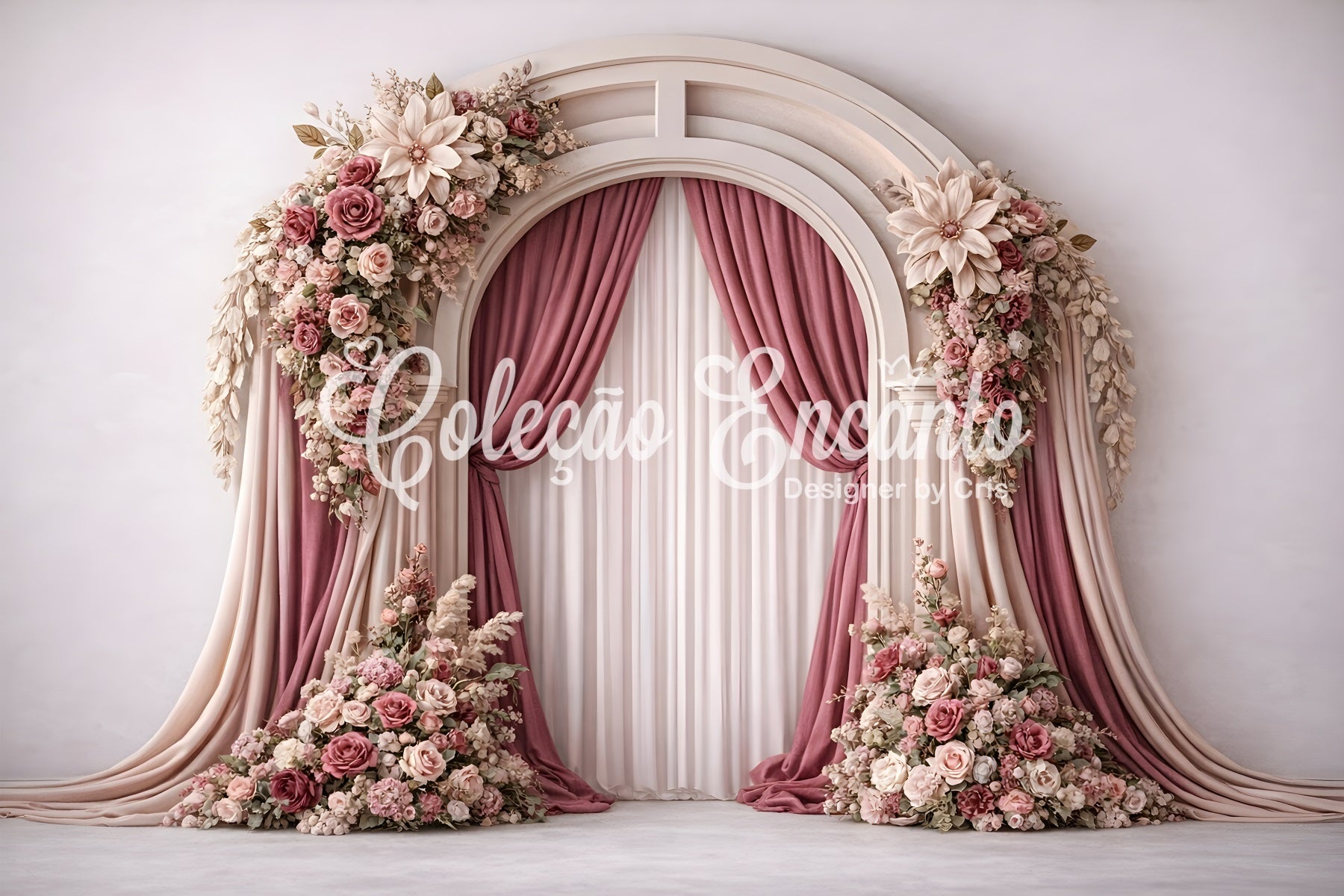 Backdrops For Mother's Day Blush Rose Arch Curtain Frame Mother Day Photo Backdrops UK By Magali