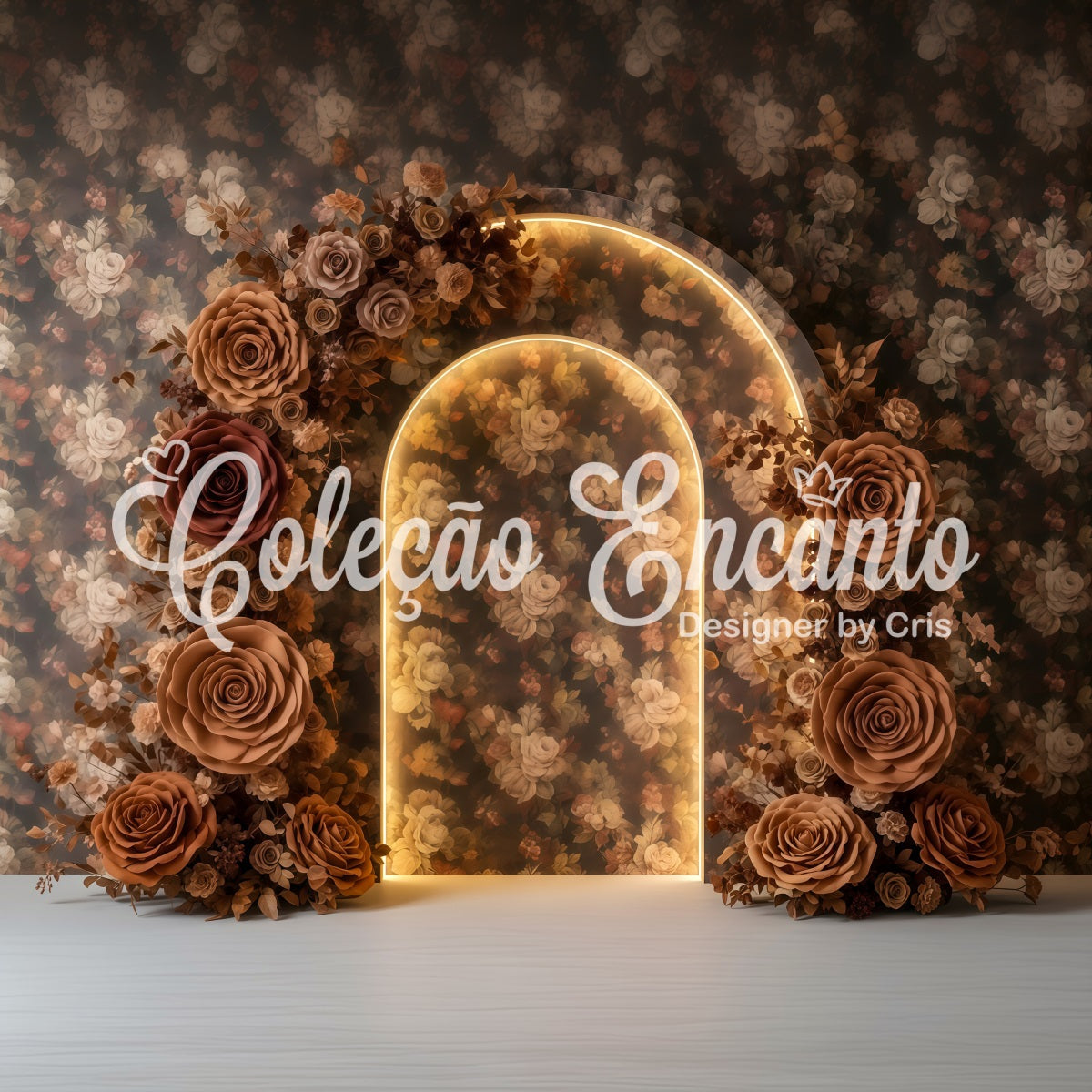 Mother's Day Photoshoot Backdrop Vintage Mocha Rose Arch Glow Mothers Day Photoshoot Backdrop UK By Magali