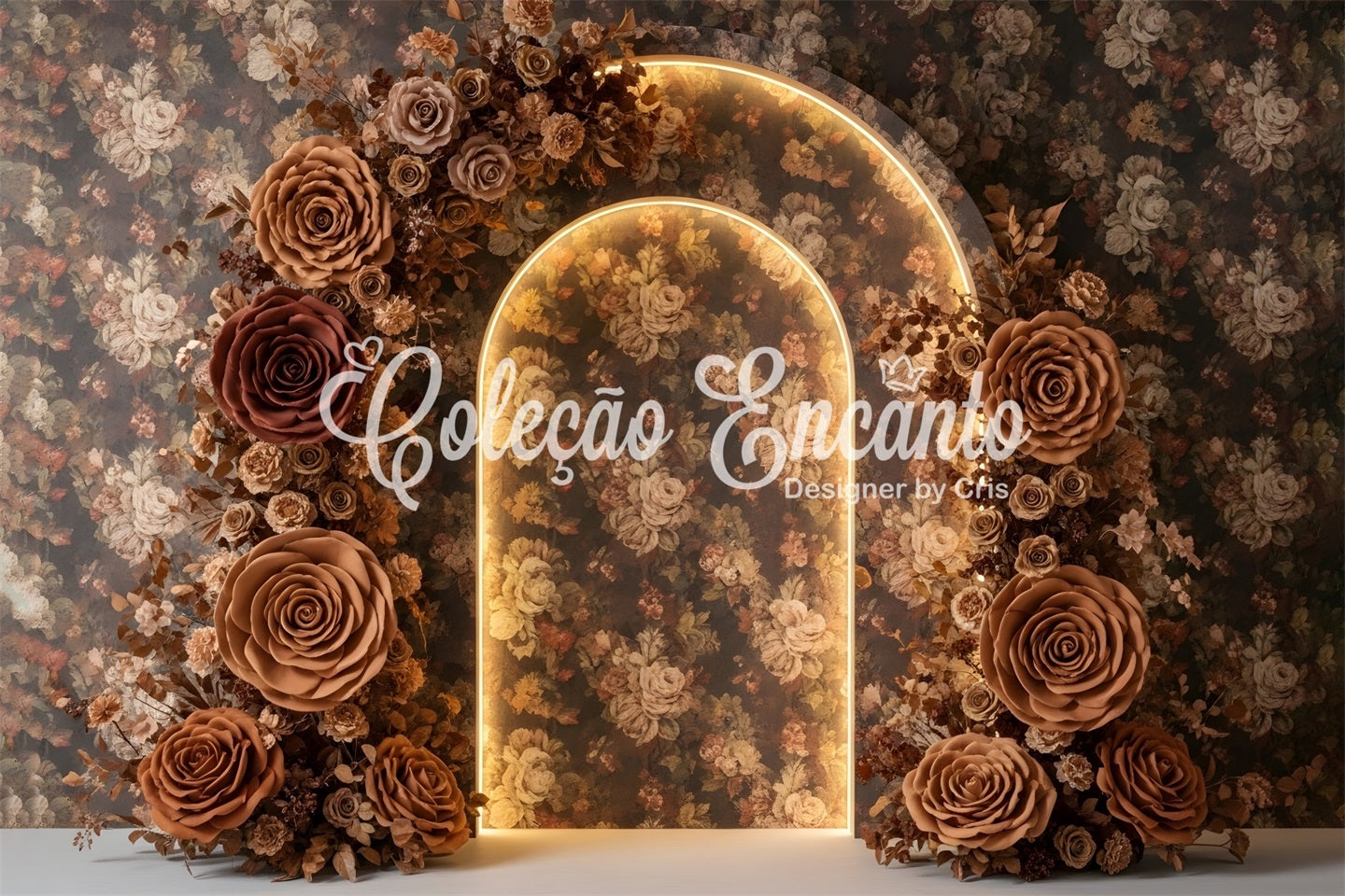 Mother's Day Photoshoot Backdrop Vintage Mocha Rose Arch Glow Mothers Day Photoshoot Backdrop UK By Magali