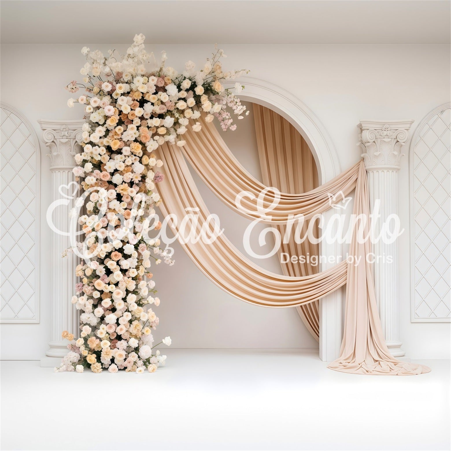 Photo Backdrops For Mothers Day Ivory Bloom Column Drape Elegance Mothers Day Flower Backdrop UK By Magali