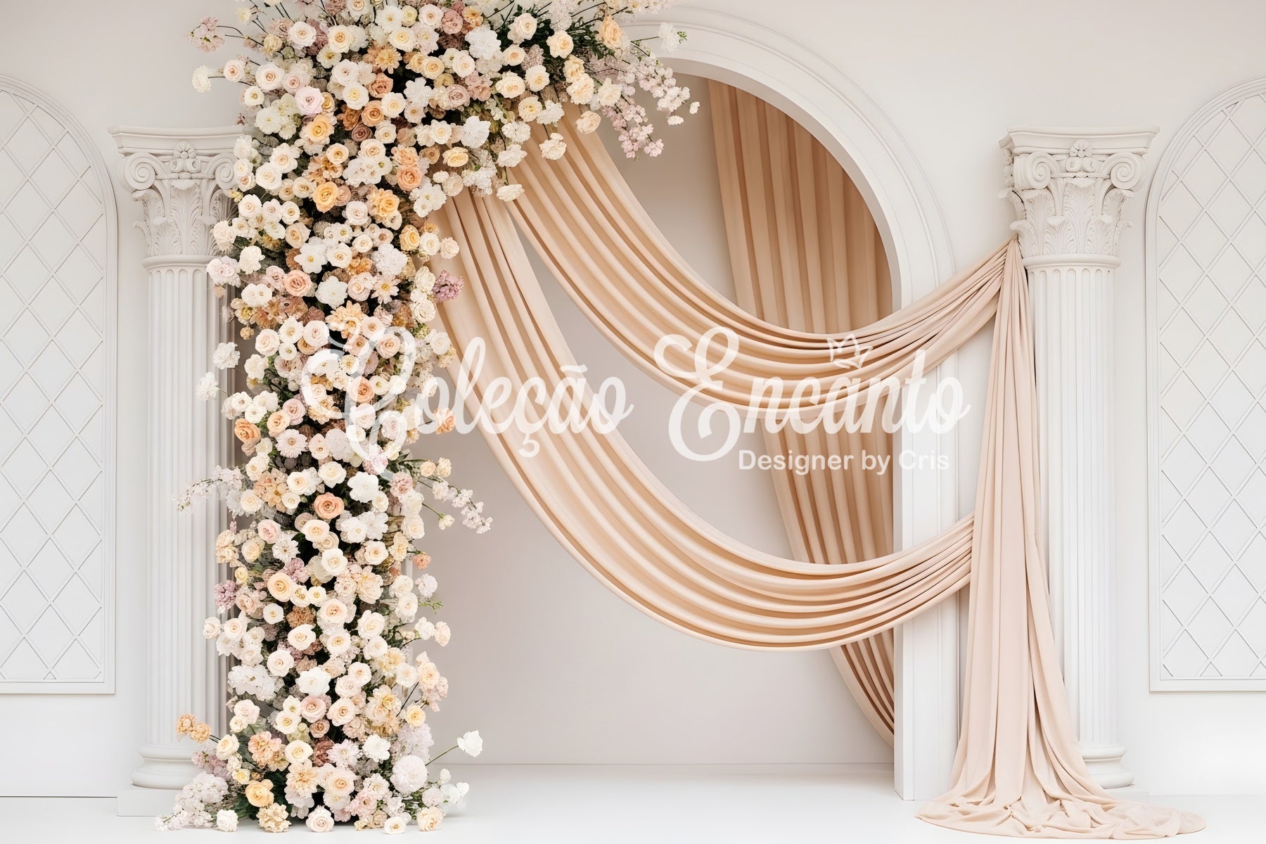 Photo Backdrops For Mothers Day Ivory Bloom Column Drape Elegance Mothers Day Flower Backdrop UK By Magali