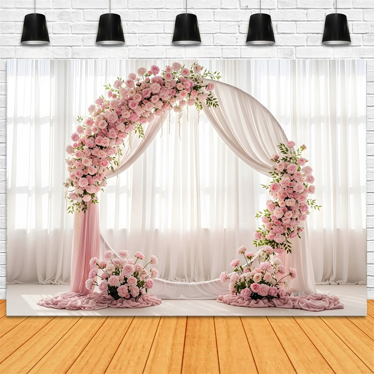 Mother's Day Photo Backdrop Blush Floral Arch Draped Romance Backdrop For Mothers Day UK By Magali
