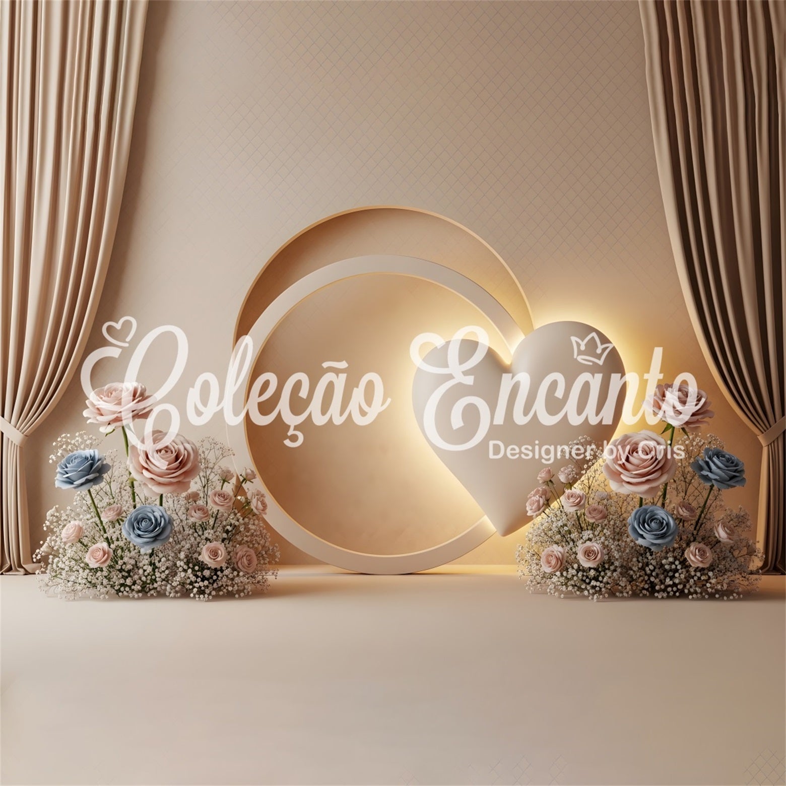 Mothers Day Backdrops Minimalist Heart Circle Rose Bloom Mothers Day Backdrop Design UK By Magali