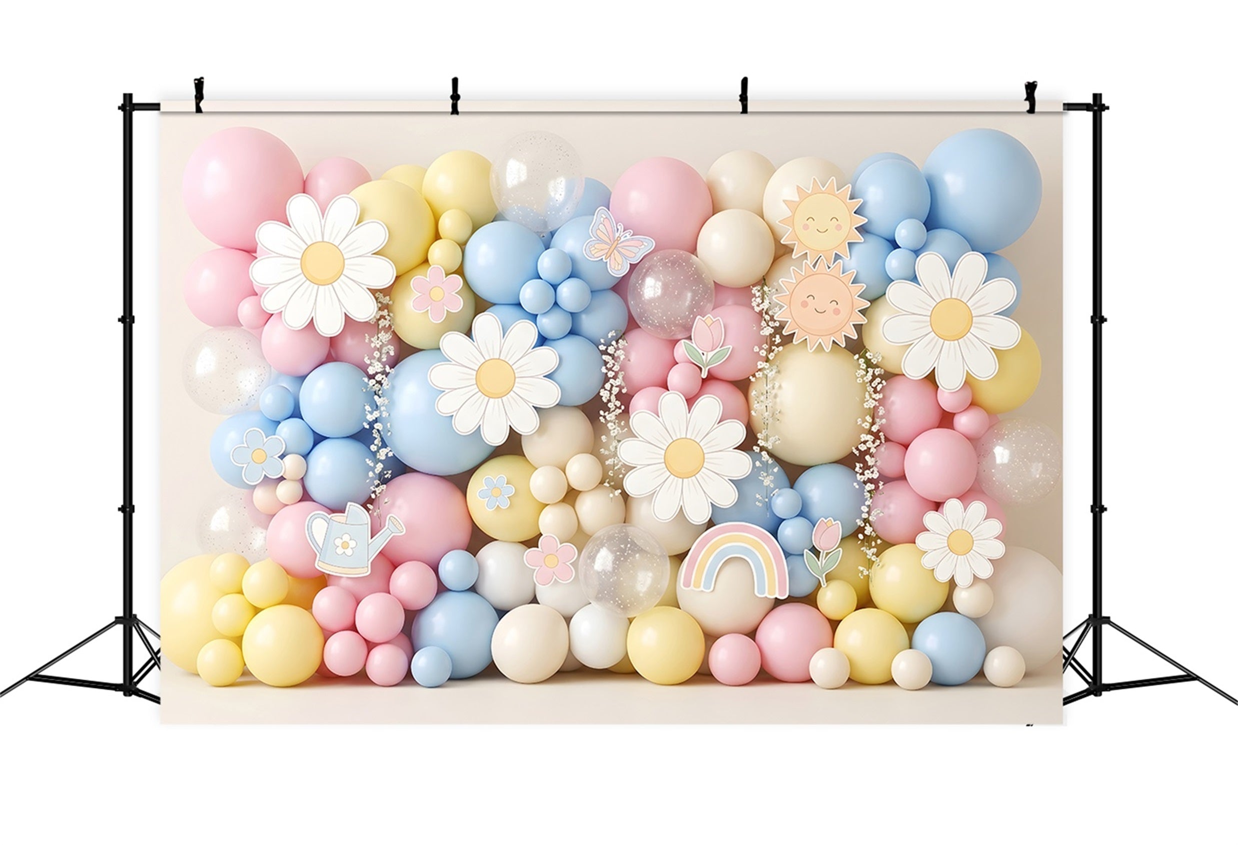 Newborn Photoshoot Backdrop Pastel Daisy Sunshine Balloon Wall Christmas Kids Backdrop UK CEM65-18