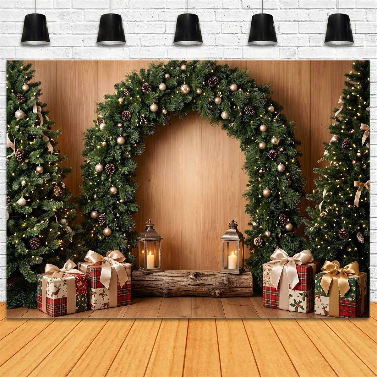Diy Christmas Backdrop Ideas Woodland Pine Arch Gift Christmas Backdrops For Photos UK CEM65-194