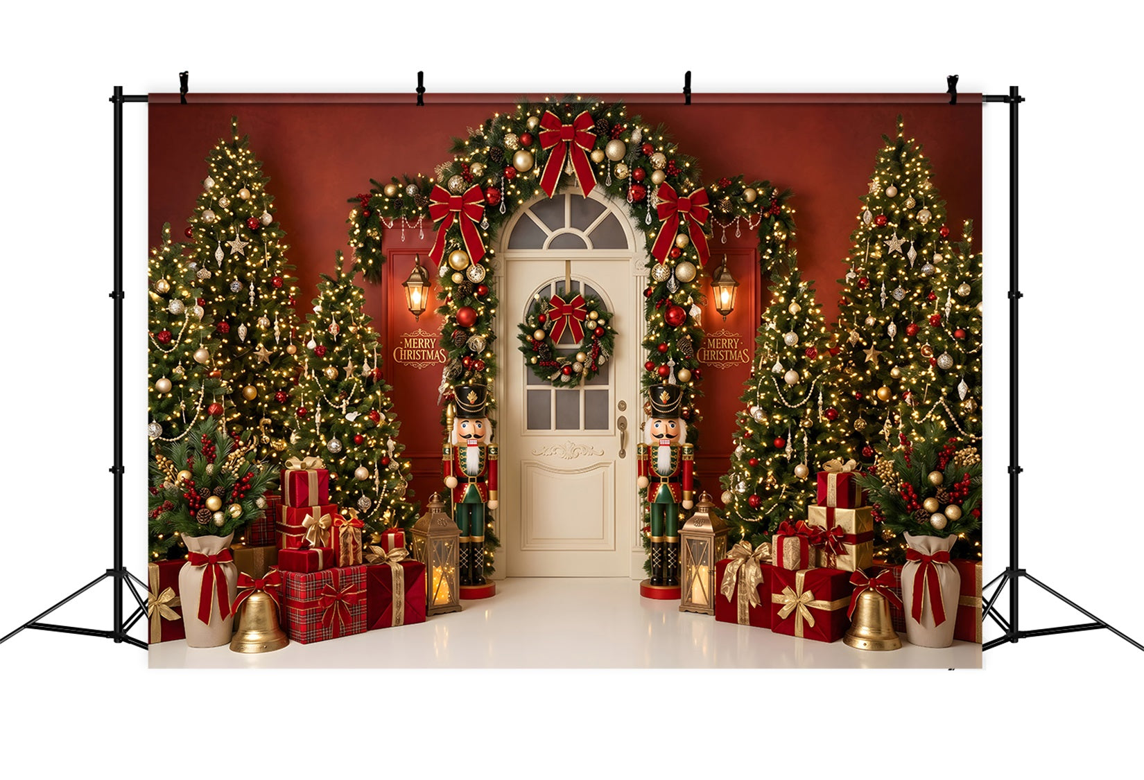 Christmas Nutcracker Backdrop Red Nutcracker Doorway Gift Christmas Photography Backdrop UK CEM65-196