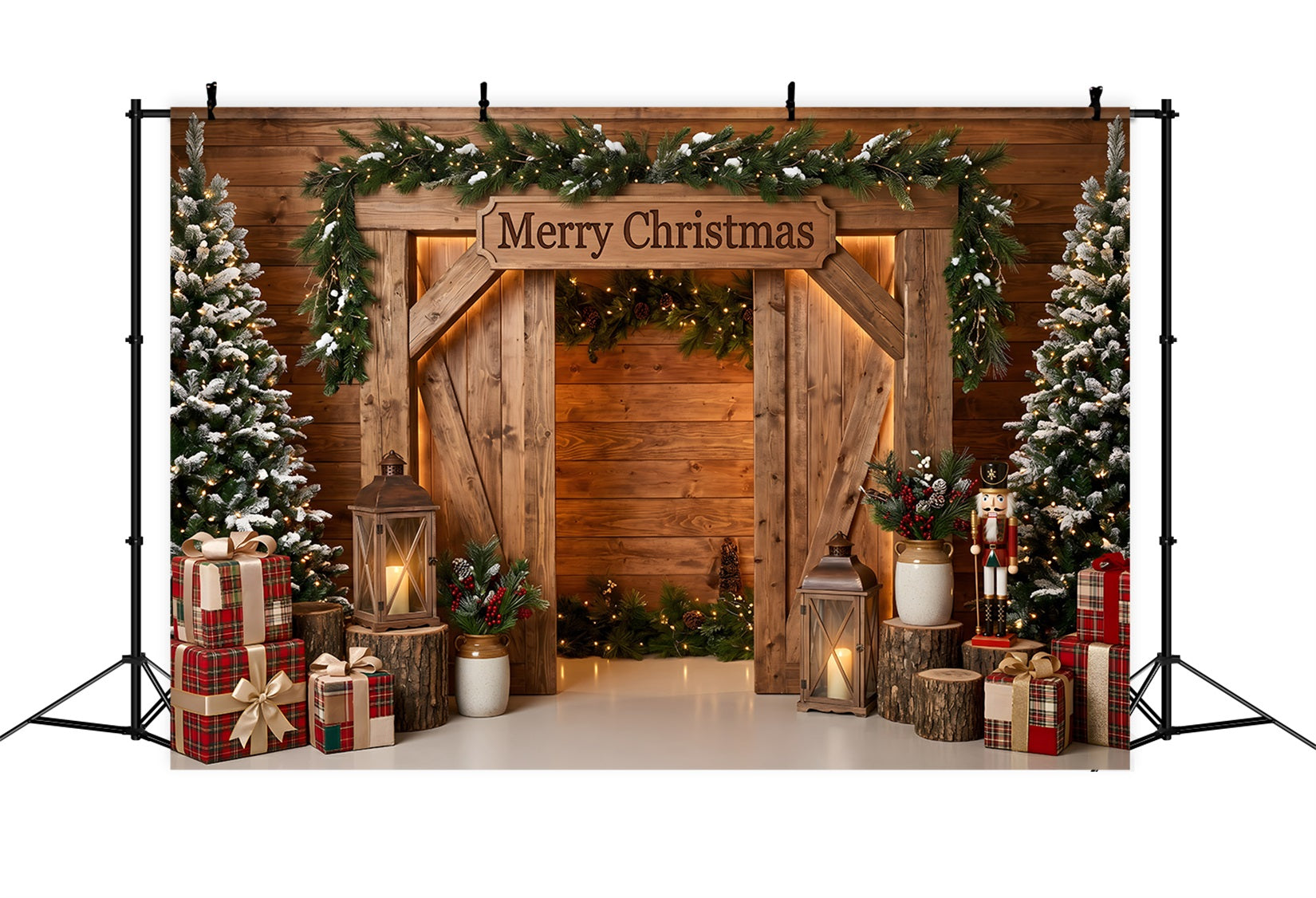 Christmas Backdrop For Photoshoot Rustic Barn Arch Nutcracker Christmas Backdrops For Pictures UK CEM65-211