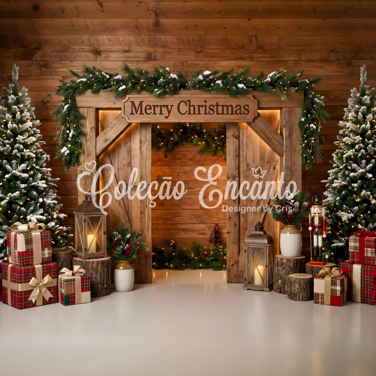Christmas Backdrop For Photoshoot Rustic Barn Arch Nutcracker Christmas Backdrops For Pictures UK CEM65-211