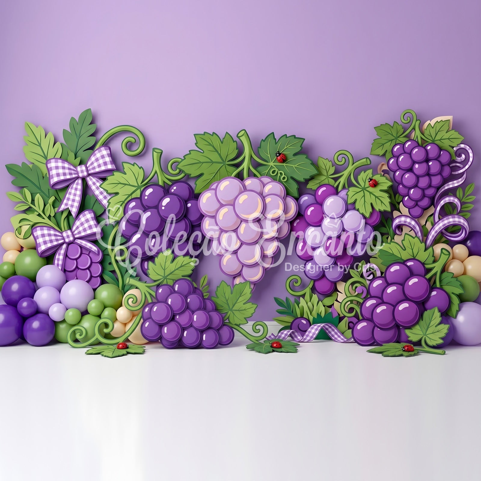 Photo Backdrop Kids Purple Grape Vine Balloon Garland Backdrop Newborn Photography UK CEM65-30