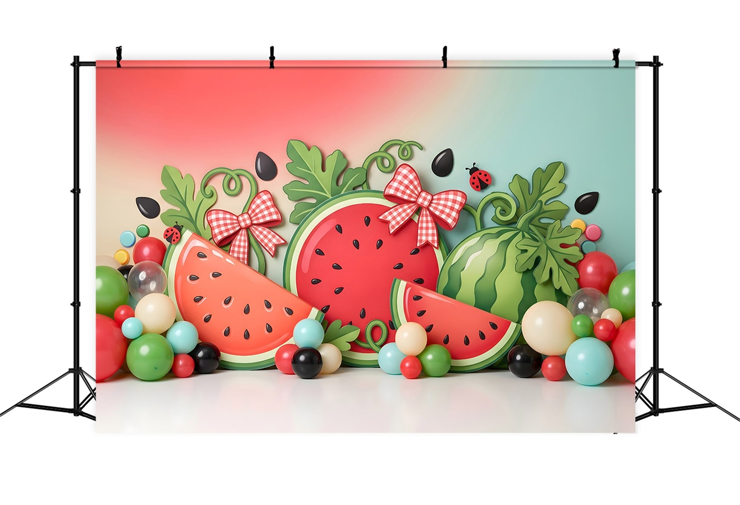 Children Backdrop Watermelon Bow Summer Balloon Backdrops for Newborn Photography UK CEM65-35