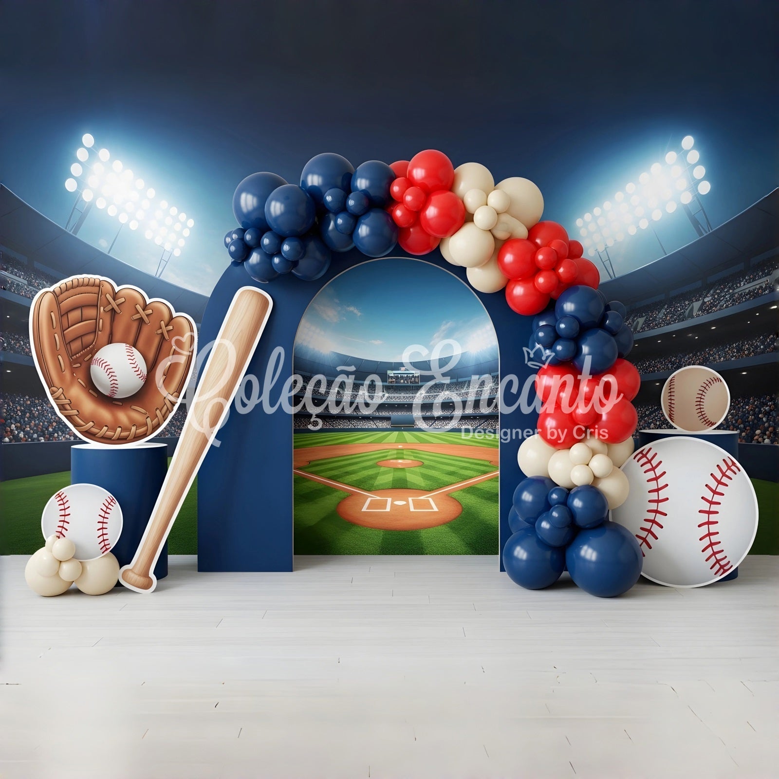 Photography Backdrops for Children Baseball Stadium Sports Balloon Arch Newborn Backdrop UK CEM65-39