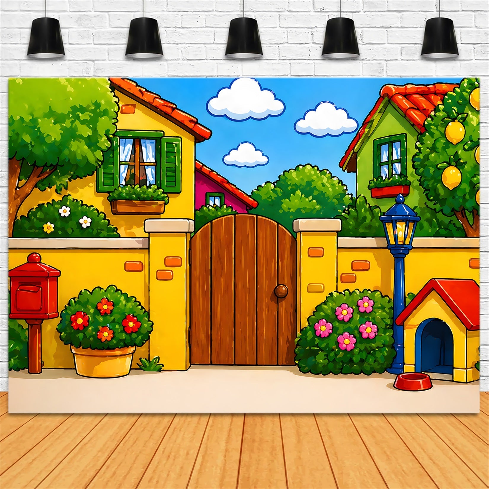 Newborn Backdrops Sunny Cartoon Garden Pet Yard Kids Photo Backdrop UK CEM65-4