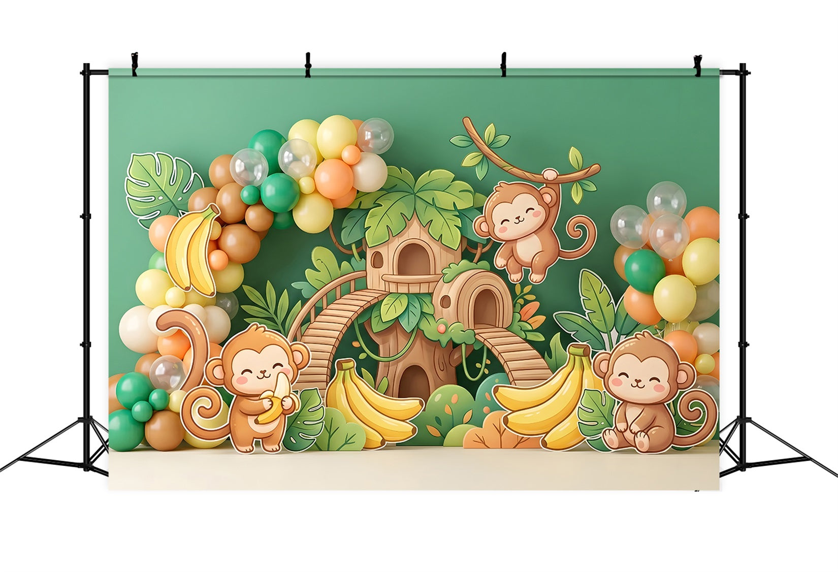 Newborn Baby Backdrop Jungle Monkey Banana Treehouse Kids Photo Backdrops UK CEM65-49