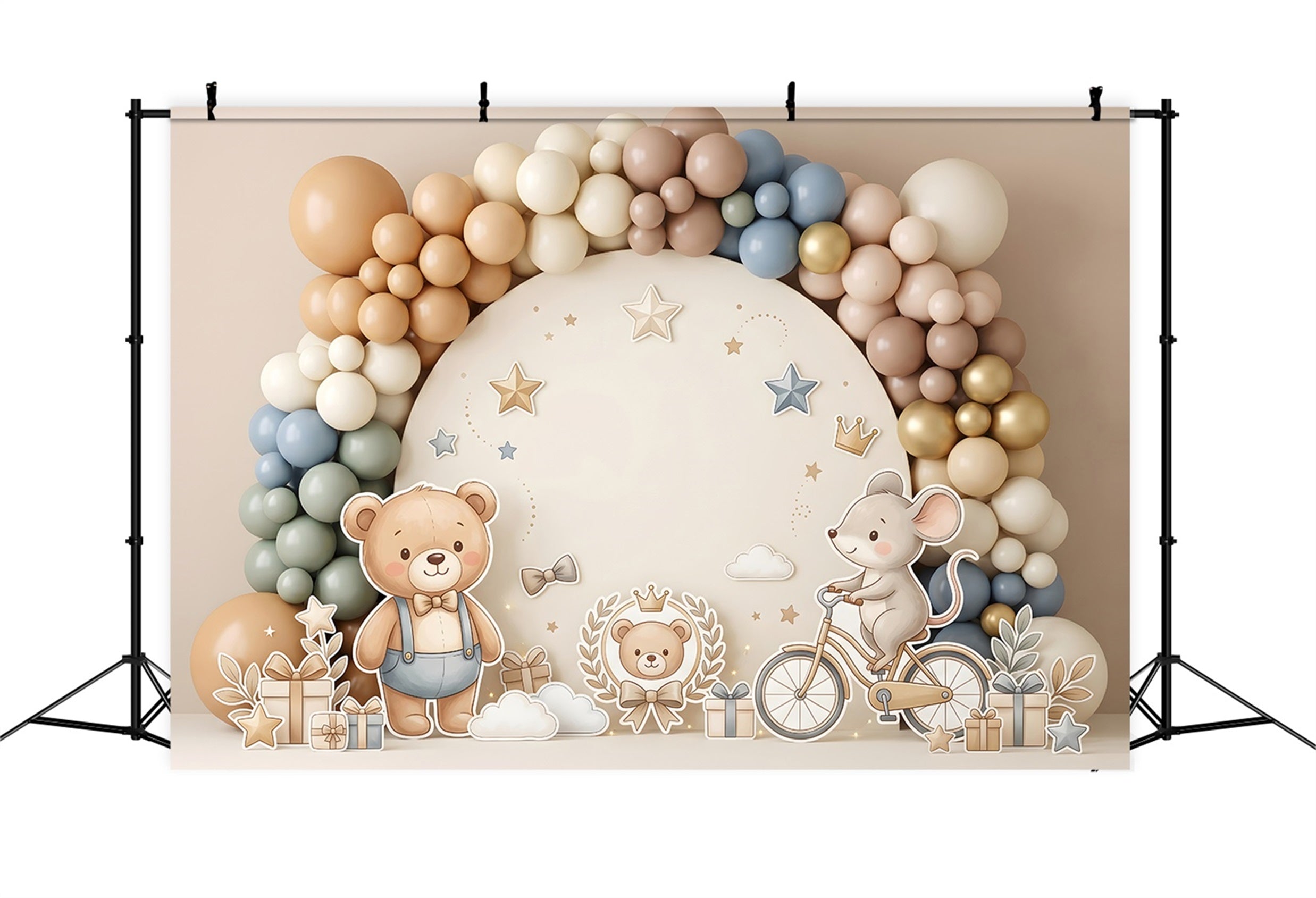 Backdrop Newborn Neutral Lion Golden Balloon Arch Kids Photography Backdrops UK CEM65-51