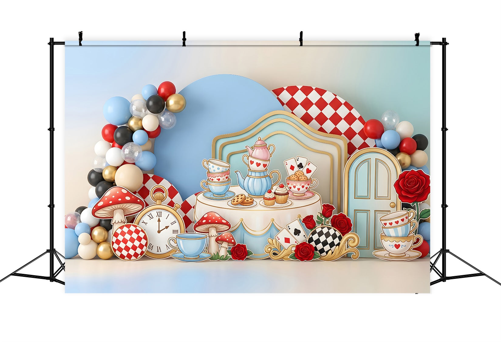 Newborn Fabric Backdrops Wonderland Tea Party Balloon Photography Backdrops Kids UK CEM65-53
