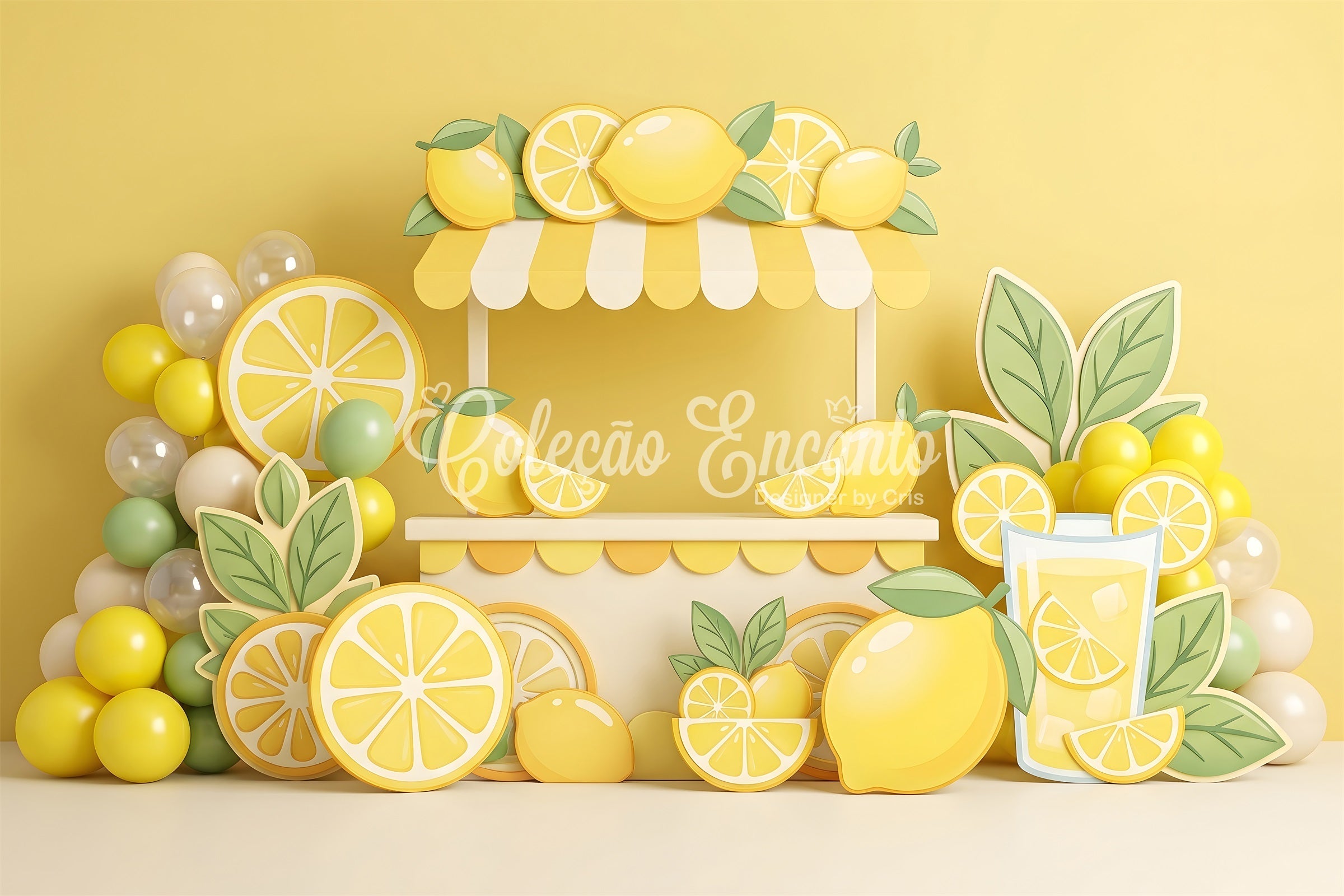 Kids Backdrop Lemonade Stand Citrus Balloon Children Backdrop UK CEM65-57