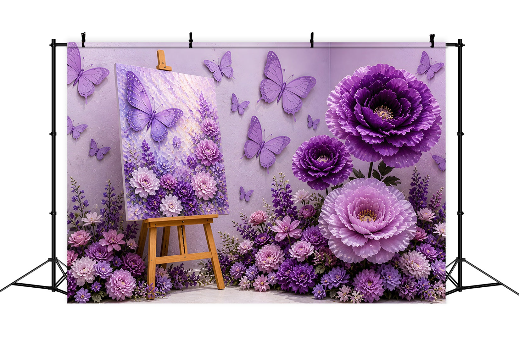 Kids Backdrops Purple Butterfly Floral Art Newborn Photography Backdrop UK CEM65-6