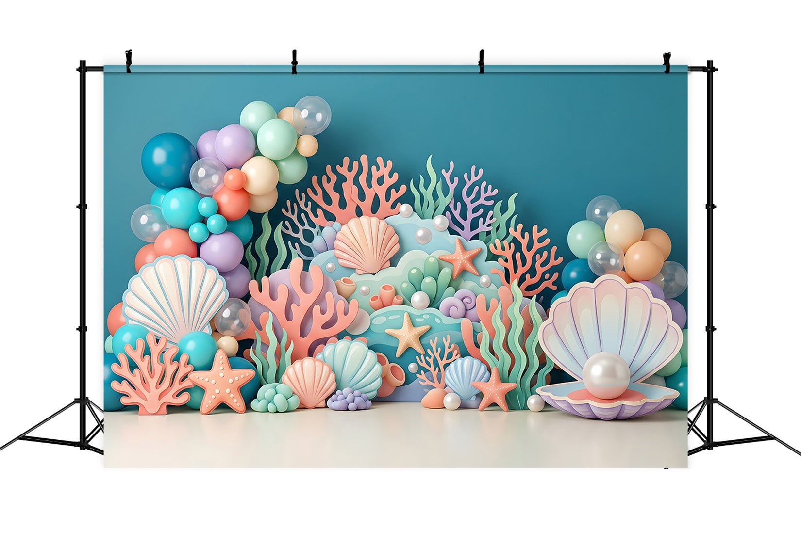 Newborn Backdrop Fabric Pastel Seashell Coral Balloon Photography Backdrops for Children UK CEM65-66