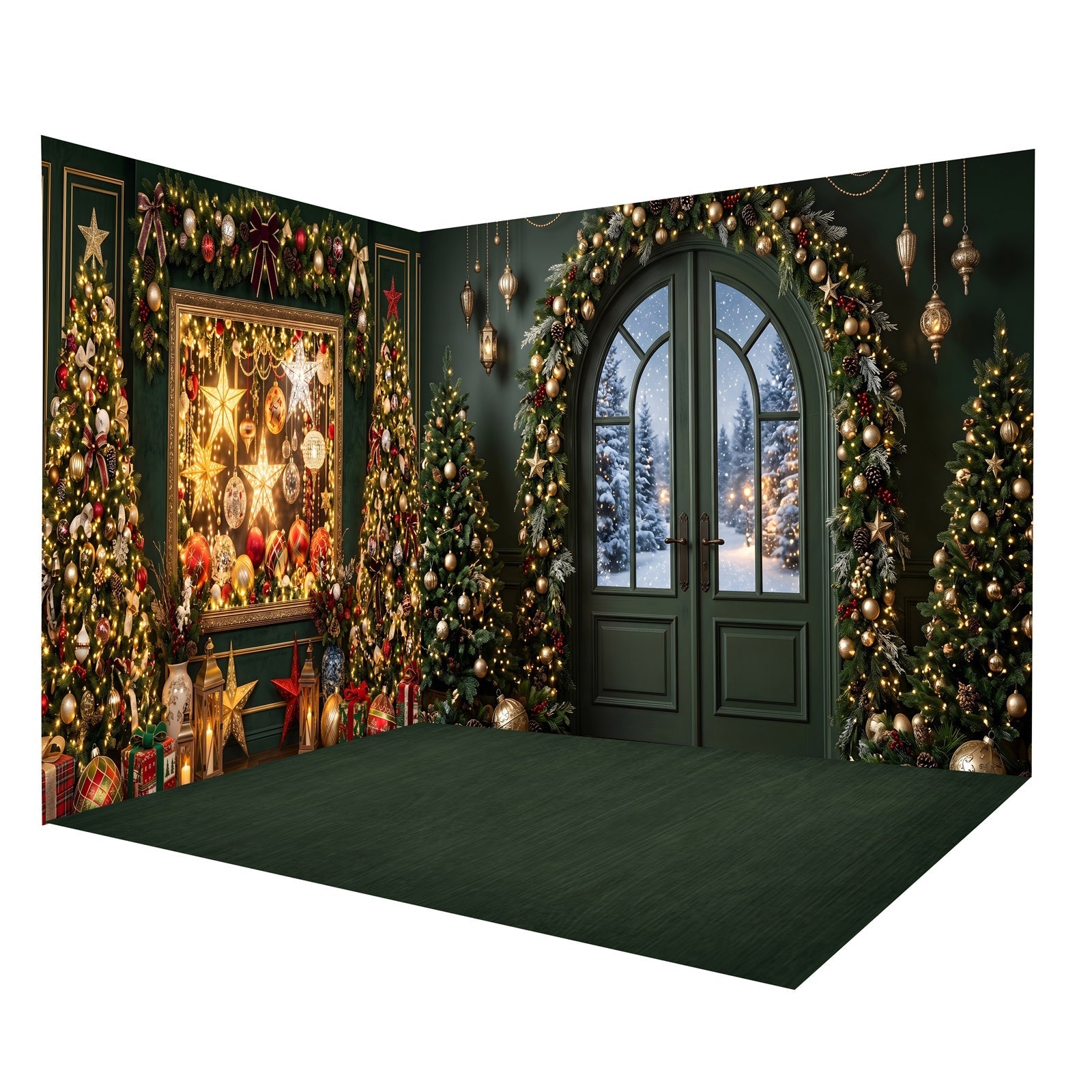 Christmas Photography Backdrops Emerald Ornament Gallery Backdrop Room Set UK CEMRMS65-13