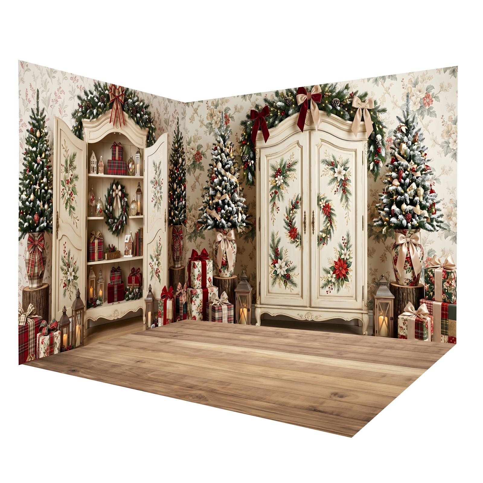 Christmas Backdrops Vintage Cabinet Floral Backdrop Room Set UK CEMRMS65-16