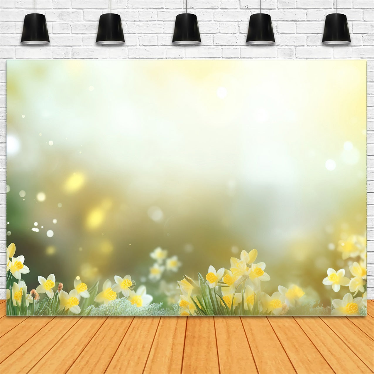 Daffodil Backdrop Glow Yellow Flower Backdrop UK CJJ2-1