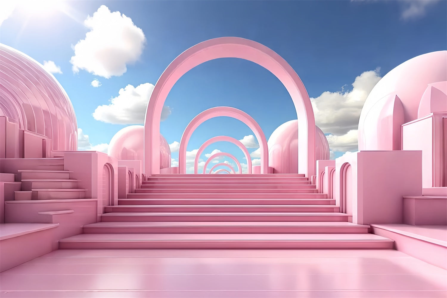 Fashion Doll Backdrop Photo Backdrop Dreamy Pastel Arches Stairway Backdrop UK CJJ2-101