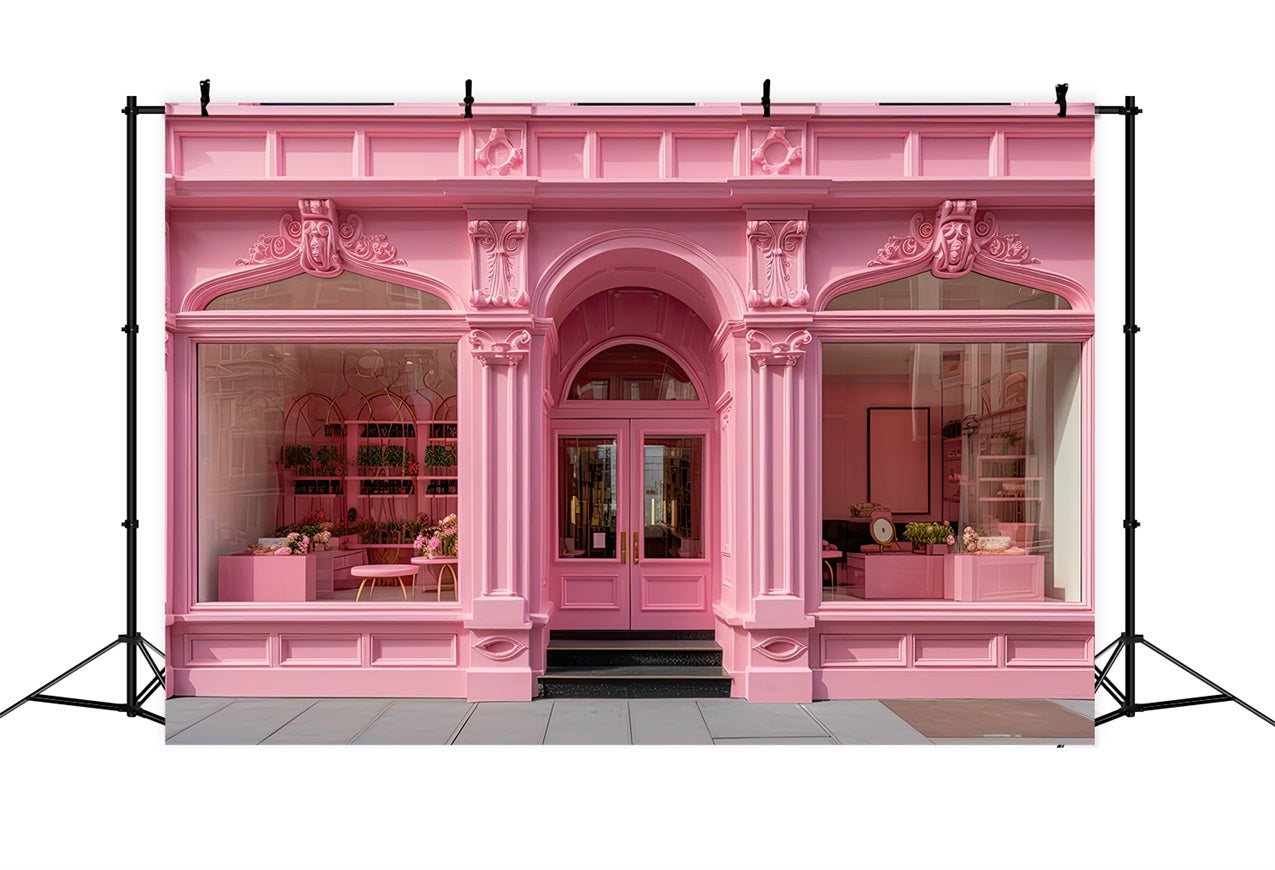 Pink Girl Photoshoot Backdrop Parisian Pink Shopfront Backdrop UK CJJ2-103