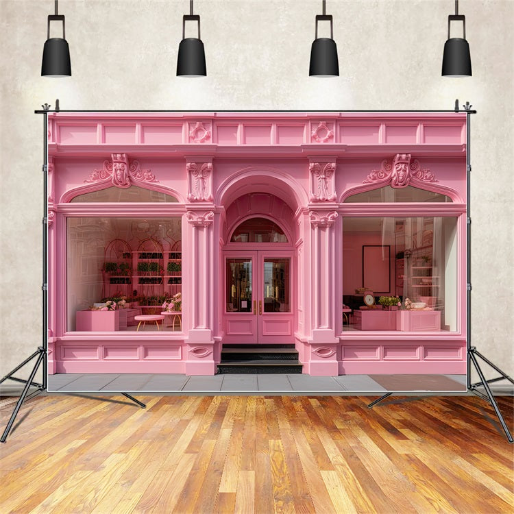 Pink Girl Photoshoot Backdrop Parisian Pink Shopfront Backdrop UK CJJ2-103