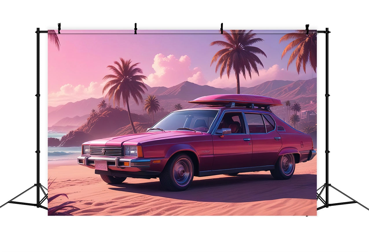 Pink Girl Movie Backdrop Sunset Coastal Drive Backdrop UK CJJ2-105